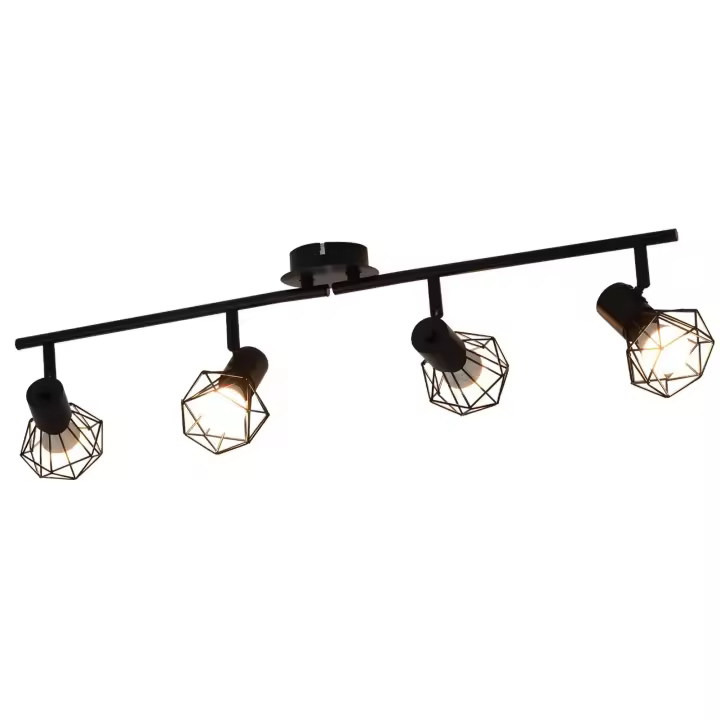 CBJKTX 4 Focos de Techo Negros Vintage Retro E14 Industrial 350 °   Interior giratorio de metal para sala de estar, cocina para niños - 1