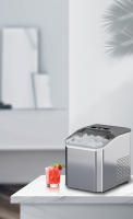 Máquina para hacer hielo en encimera, 26.5 libras/24 horas, 9 cubos en 6-8 minutos, 2 tamaños de hielo tipo bala, máquina de hielo portátil autolimpiante con cuchara para hielo y cesta para el hogar, cocina, fiesta, camping, plateado - details 7