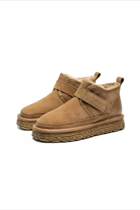 Nuevas botas de nieve antideslizantes integradas de piel de velcro cálido de terciopelo - 1