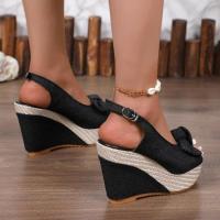 Sandalias de tacón con cuña para mujer, zapatos de verano. - details 4