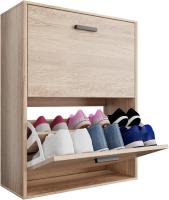 Mueble zapatero de 12 pares - Estantería de gran capacidad para vestíbulo o pasillo - (ancho) 60 x (profundidad) 24 x (alto) 80 cm - Madera clara blanca - details 96