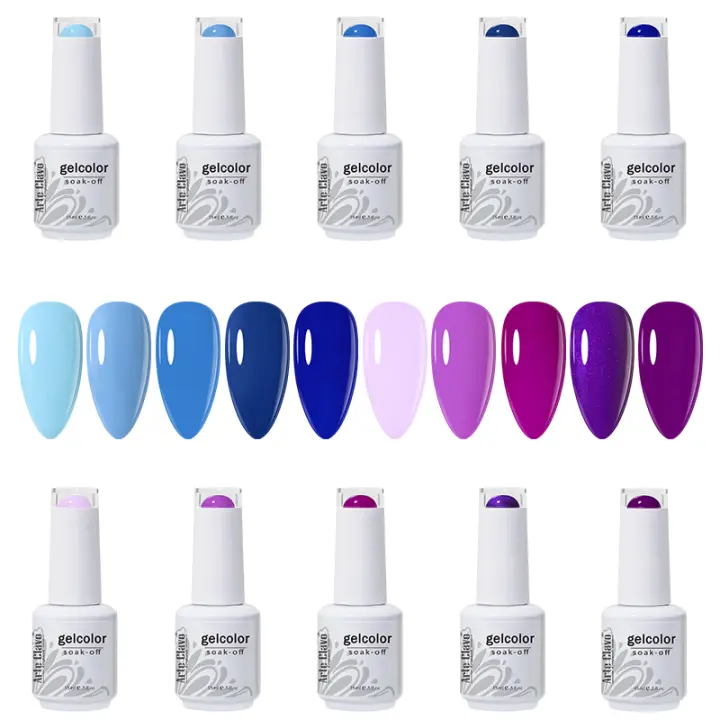 Arte Clavo-conjunto de esmalte de uñas, gel semipermanente, UV emapado, LED, 10 piezas, 354 colores - 1