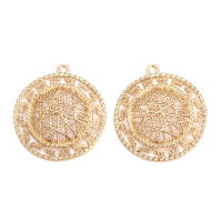 10 Uds. Colgantes redondos de latón de Color dorado de 18K, collar de alta calidad, pendientes, accesorios de joyería Diy, sitio web oficial Rosediy - details 3