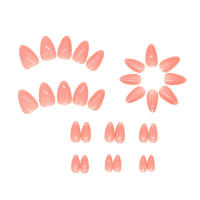 Uñas artificiales de longitud media para mujer, manicura de 30 piezas, rosa almendra, estilo simple, color sólido, para salón de belleza - details 5