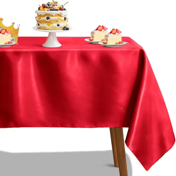 Mantel de satén rectangular rojo, mantel de boda, para Navidad, Baby Shower, eventos de cumpleaños, decoración de banquetes, comedor en casa - 1