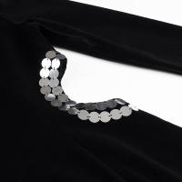 Nueva moda mujer Sexy vestido largo ajustado con abertura calada Club fiesta Maxi mujer Vintage negro Veet vestidos - details 2