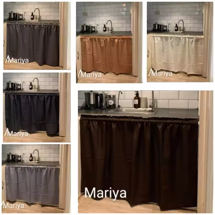 Mariya-cortina de fregadero de cocina lisa, diseño elegante, tamaño estándar, 60x30 pulgadas, Lababo - 1