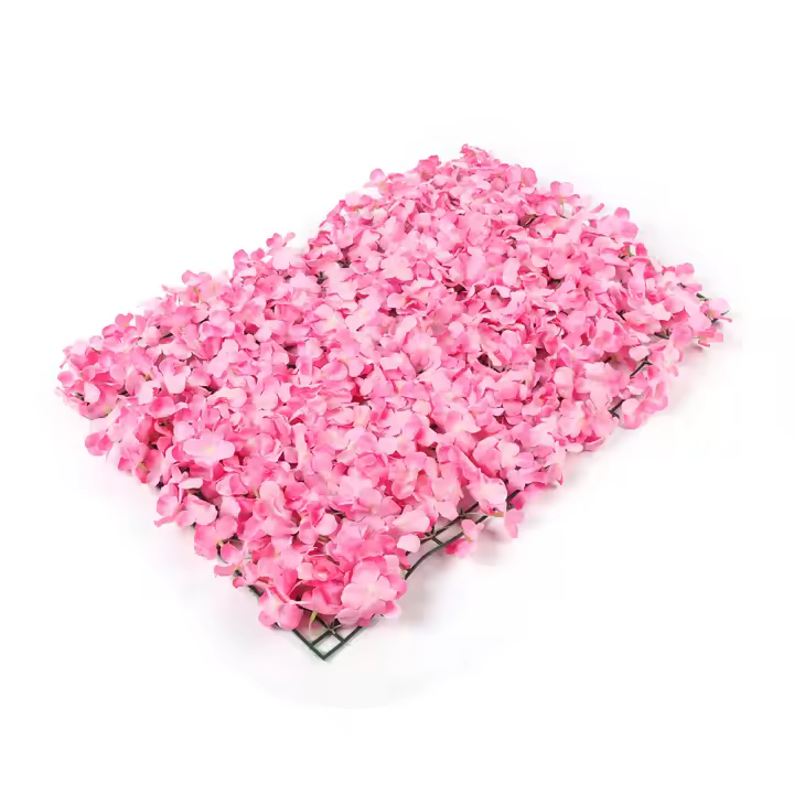 Paneles de flores artificiales para pared, 10 piezas, 16x24 pulgadas, alfombrilla de seda, decoración de pared, color rosa - 1