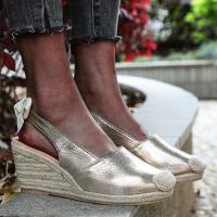 Patrón de piel de serpiente europea y americana, sandalias de cáñamo con tacón de cuña, bolsa de verano para mujer, sandalias vacías traseras de cabeza, zapatos de mujer de tacón alto de gran tamaño - details 24