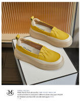 Suela de espuma de cuero pequeños zapatos blancos nueva plataforma de un pedal solo zapatos de las mujeres retro versátil mocasines - details 24