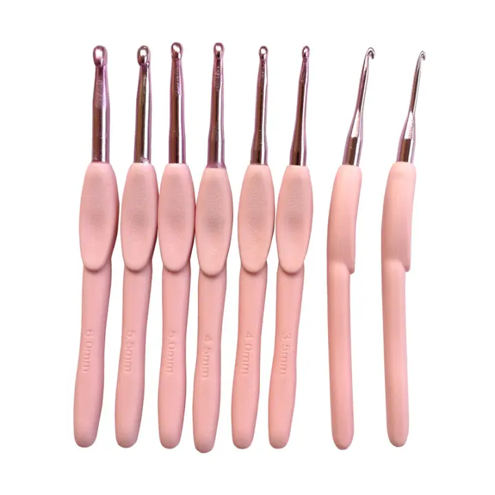 Agujas de Crochet Ergonomicas de Aluminio con Empuñadura de Goma Suave Set de 8 Piezas para Costura y Artesanía - 1