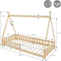 Protección Anticaída y Somier Estructura Listones de Madera de Pino Maciza Color Blanco Forma d - details 3