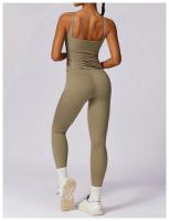 Conjunto de yoga de cintura alta, pantalones y sujetador sin mangas para levantar la cadera - details 14