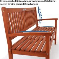 Banco de Jardín XL 3 Plazas 152x55x90cm Madera de Eucalipto Certif FSC Terraza Mueble Exterior - details 4