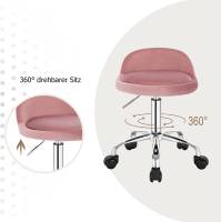 Taburete de oficina de terciopelo con ruedas, taburete giratorio, altura del asiento ajustable, altura 43-54,5 cm - details 12