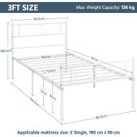 Cama Individual Hierro Cama Metálica para colchón de 90 x 190cm Cama Industrial Estructura Metal - details 11