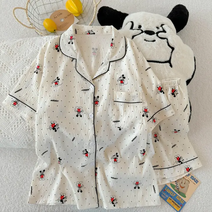 Pijama de Perro Feliz 2025 Algodón Nuboso Manga Corta Moda de Verano de Alta Gama para Mujeres - 1