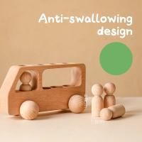 1Set Montessori de madera juguetes para niños de madera de Peg de muñecas de coche autobús niños educativo juguete de - details 3