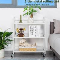 Carrito Cocina,Carro Auxiliar de Metálicos de 3 Niveles Cocina o Multiuso con Ruedas,para el hogar,60×30×75cm,Blanco - details 20