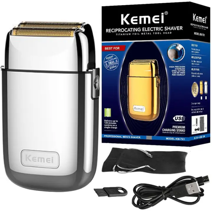 kemei TX1 rechargeable metal housing pro electric shaver for men hair beard electric razor bald shaving machine finishing fade - 1