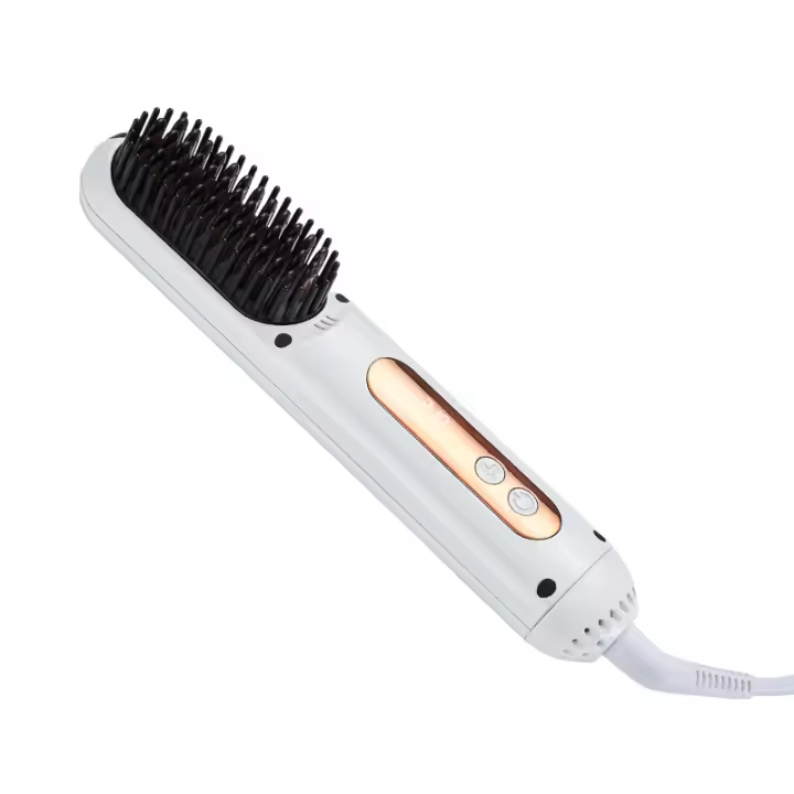 Peine de Pelo Liso Eléctrico Esponjoso, Craneal Alto, Rollo Recto, Flequillo de Ocho Caracteres de Doble Propósito, Hebilla Interior, Peine de Peinado Intercambiable - 1