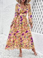 Vestido largo informal de verano para mujer, prenda de manga larga con escote en V, ahuecado en la espalda, Vintage, elegante, para fiesta en la playa, 2024 - details 11