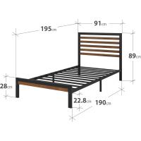 Marco de cama de plataforma de bambú y metal con cabecero y soporte de listones de acero - Marrón y negro - details 23