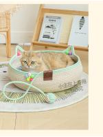 Ratán gato nido gato rascador tabla auto-hi bola integrada de cuatro estaciones universal tejida a mano lavable resistente a los arañazos cuerda de algodón nido para mascotas - details 8