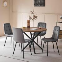 Juego de Comedor de Mesa Redonda 100cm con 4 Sillas Conjunto de Mesa y Sillas de Comedor, Cocina y Salón (Madera Oscura+Marrón Claro (PU)) - details 37