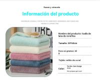 Juego de Toallas de baño de 30x60CM, suaves y absorbentes , vellón coral, para Deportes, Yoga, SPA, Fitness - details 3