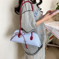 Nuevo bolso de hombro estilo coreano a cuadros, de piel sintética, con lazo dulce, estilo Boston, informal, de color sólido, bolso de mano para mujer, para regalo. - details 17