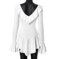 Vestido D24DS372 para mujer con volantes, cuello puntiagudo, tirantes y mangas acampanadas - details 8