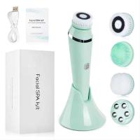 Cepillo de limpieza Facial eléctrico 4 en 1, dispositivo de limpieza Facial recargable giratorio sónico resistente al agua, limpiador de poros, herramienta de cuidado de la piel - details 2