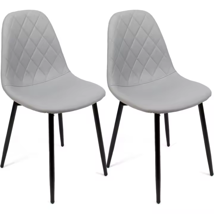 Conjunto de 2 y 4 Sillas en Polipropileno y Metal/Madera - Asiento de Diseño Ideal para Comedor y Cocina - Varios Modelos (2, Modelo 7 - Gris) - 1