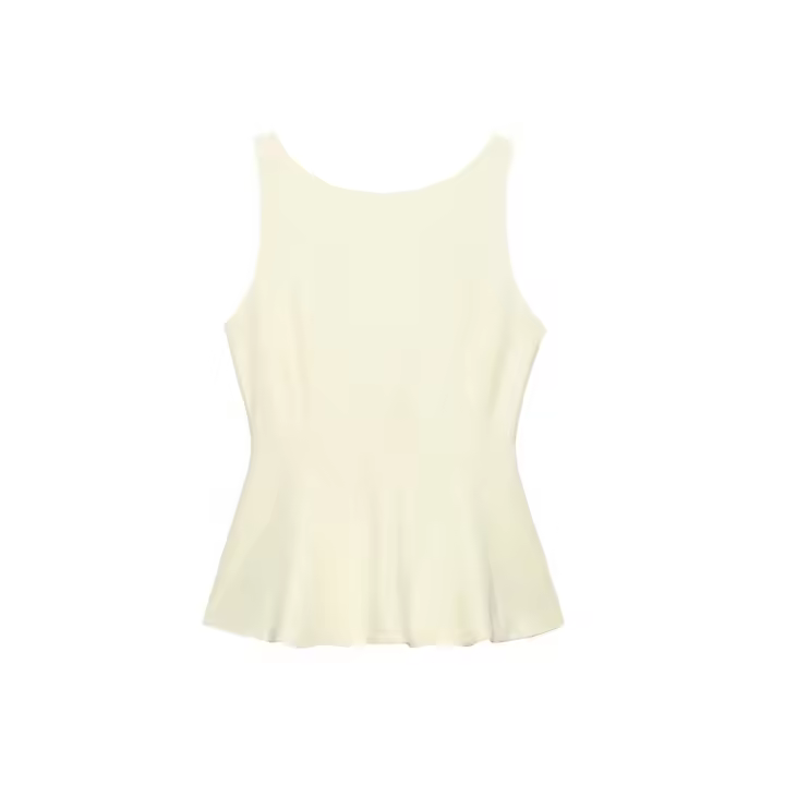 PB&ZA2025 Falda corta estilo dobladillo con lazo decorativo, espalda descubierta, dulce, sencilla, informal, top tipo camiseta con tirantes, ropa de verano para mujer - 1