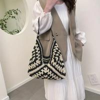 Bolso de Playa Tejido de Moda Diseño Liso, Cierre Magnético, Bolso de Hombro Grande para Mujeres - details 0