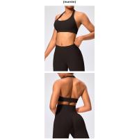 Sujetador deportivo de estilo europeo y americano con cuello halter, alta elasticidad, nylon mate, gran espalda abierta, top de yoga para mujeres - details 18