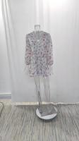 Vestido corto elegante por debajo de la rodilla para mujer, vestido corto con borde de encaje y cuello en V, estampado de moda dulce, temperamento, verano 2024 - details 6