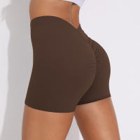 Hamidou pantalones cortos de Yoga de Color sólido para mujer, pantalones cortos deportivos elásticos de cintura alta para Fitness, glúteos de melocotón, pantalones de Yoga para correr - details 6