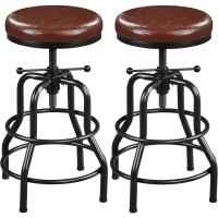 Taburete sintético Alto Redondo Ajustable en Altura con Dos reposapiés, Silla de Cocina con Marco de Metal para Cocina, Restaurante Bistrot Negro - details 9