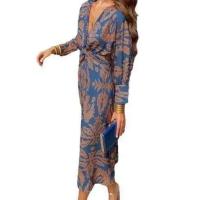 Vestidos Para Mujer Vestido de manga larga elegante con cuello redondo y estampado Retro Para Mujer, Primavera/Verano, 2024 Vestidos de fiesta - details 2