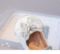 Zapatos de cuero para niñas pequeñas, calzado informal con encaje de mariposa, Princesa de cristal, dulce y Chic, planos y suaves para fiesta - details 12