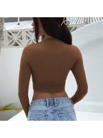 Camiseta básica de manga larga para mujer, top corto informal en blanco y negro, moda coreana para mujer - details 6