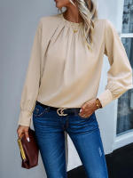 Top elegante de manga larga con cuello de encaje para mujer, ropa Lisa para otoño e invierno, 2023 - details 5