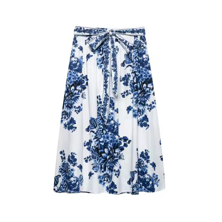 2025 Moda Francesa Falda Holgada de Popelina con Diseño de Paridad Estampado para Combinar con Todo Temperamento Nueva Ropa de Mujer - 1