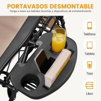 Juego de 2 Hamacas Siesta Gravedad Cero Sillas Plegables Exteriores con Brazo de Reposo y Soporte para Bebidas - details 8