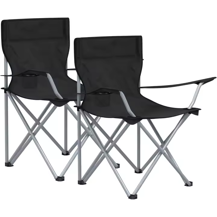 Sillas de Camping Portátiles Juego de 2 Apoyabrazos Bolsillo para Tazas Carga de 120kg - 1