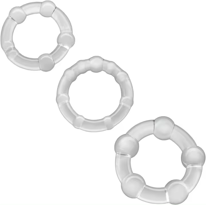 Anillo para pene masculino, 3 uds., kits de anillos para pene, anillos retardantes con masajeador, protuberancias para erecciones más largas, más duras y fuertes, ensanchador de testículos, TPE, juguetes sexuales para adultos - 1