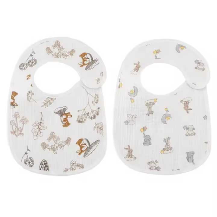 Baberos impermeables de algodón para bebé, paños para eructar para recién nacidos, Bandana para niños y niñas,2 unidades por juego - 1