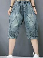 Pantalones Cortos de Denim para Mujer Primavera/Verano 2024 Ajuste Recto, Largo hasta la Rodilla, Cuidado de Mano, Tejido de Denim de China - details 0